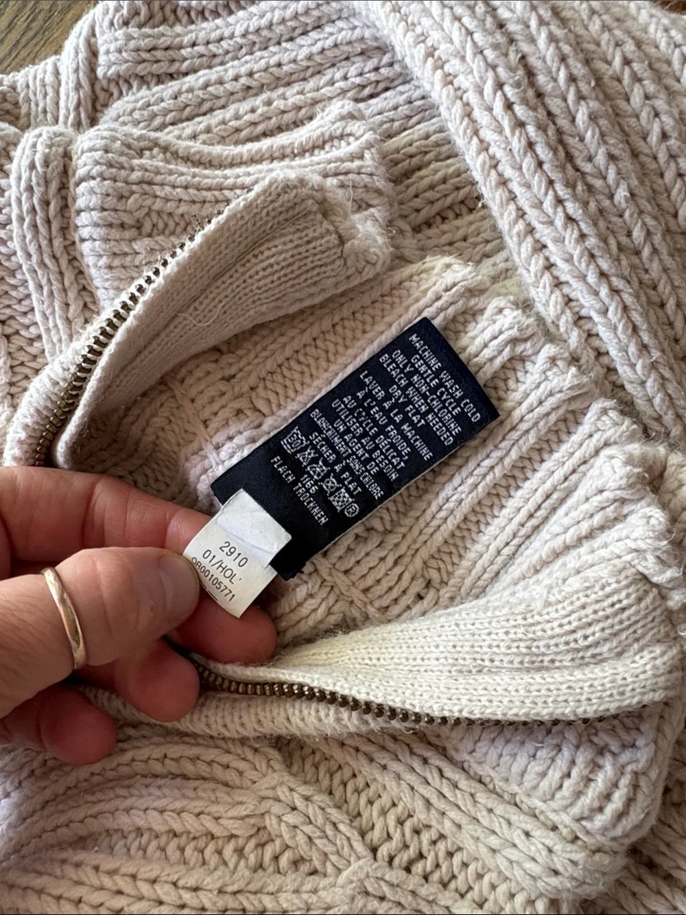 2001 VINTAGE GAP Kids 7-8Y  Cream Ribbed Half-Zip Sweater
